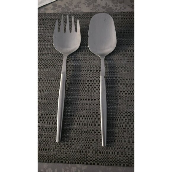 Vintage Kalmar Salad Serving Set Fork and Spoon Stainless Brushed ITALY Fair - Picture 1 of 4